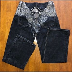 Artful Dodger Mens Denim Jeans Wings Graphic 36x32